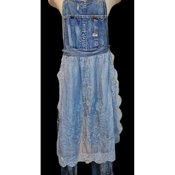 Romantic Silk Embroidered Vintage Half Apron - Picture 1 of 2